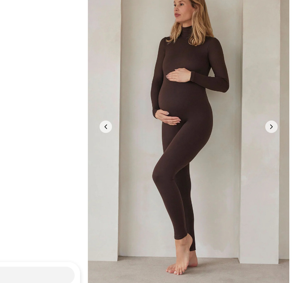Bumpsuit Penelope Maternity Unitard Brown Long Sleeve Back Zipper Size Small New